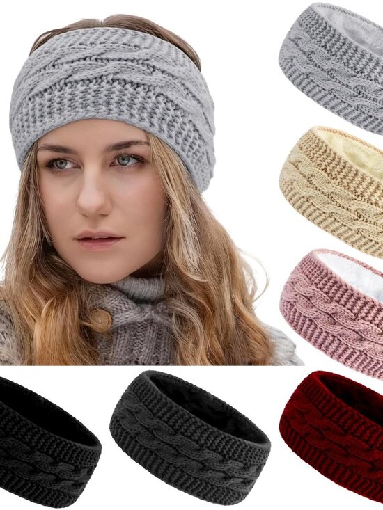 Accessories - 6 Pack Winter Headbands for Women Fuzzy Fleece Lined Ear Warmers Headband Thick